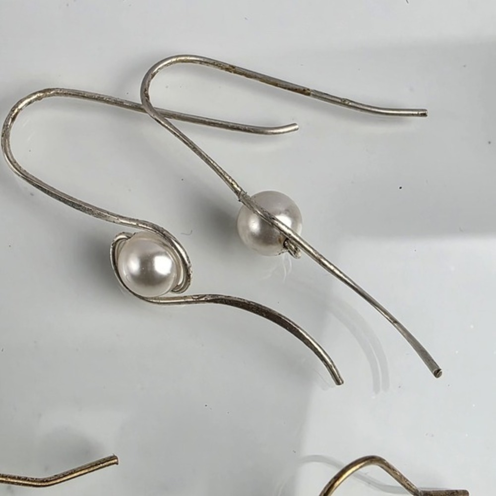 1 Pairs Earrings Dangle Long Silver Plated